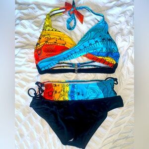 Printed 2 piece with lace up bottoms